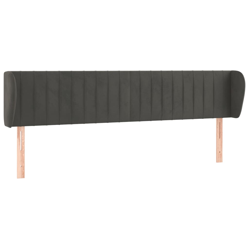 sengegavl med kanter 203x23x78/88 cm fløjl mørkegrå