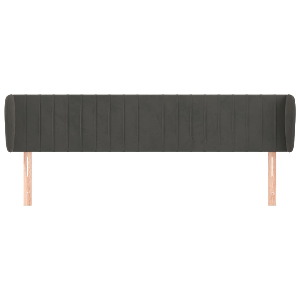 sengegavl med kanter 203x23x78/88 cm fløjl mørkegrå