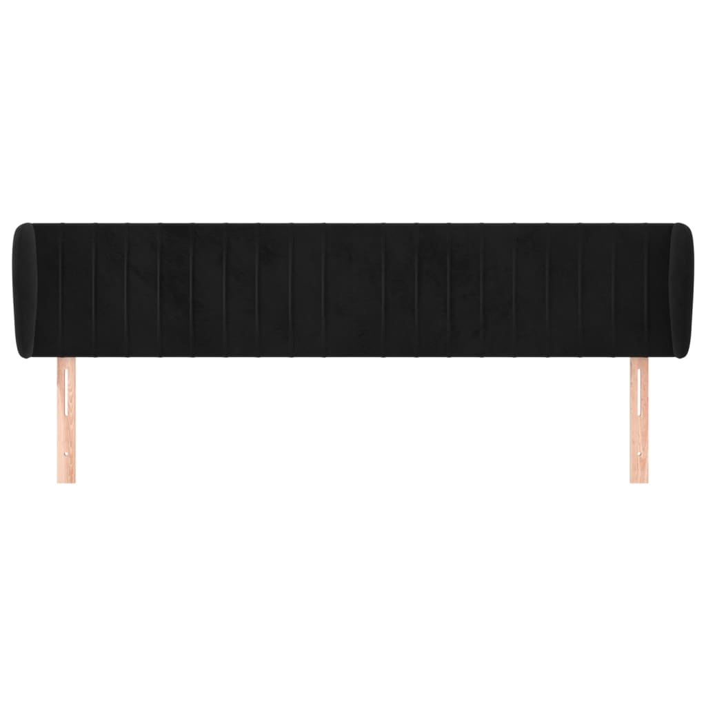 sengegavl med kanter 203x23x78/88 cm fløjl sort