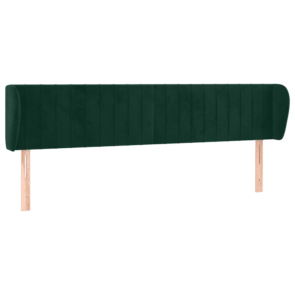 sengegavl med kanter 203x23x78/88 cm fløjl mørkegrøn
