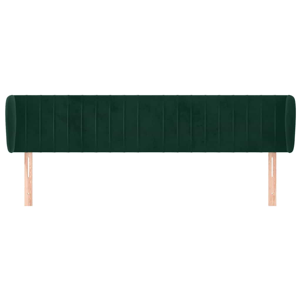 sengegavl med kanter 203x23x78/88 cm fløjl mørkegrøn