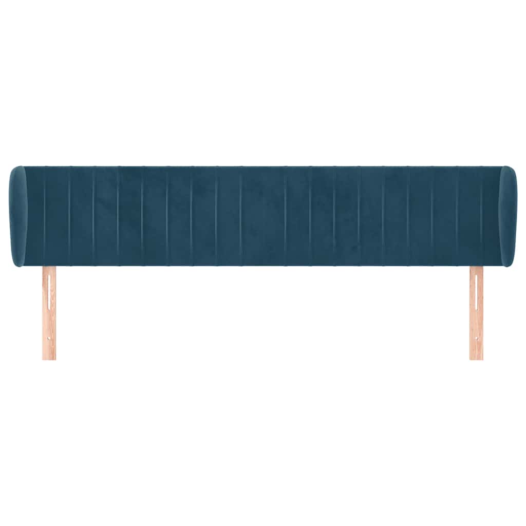 sengegavl med kanter 203x23x78/88 cm fløjl mørkeblå