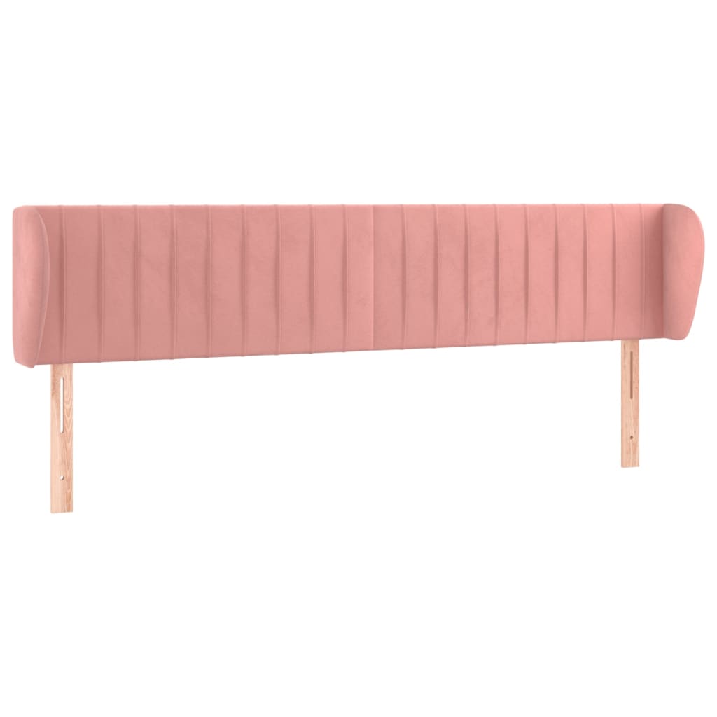 sengegavl med kanter 203x23x78/88 cm fløjl lyserød
