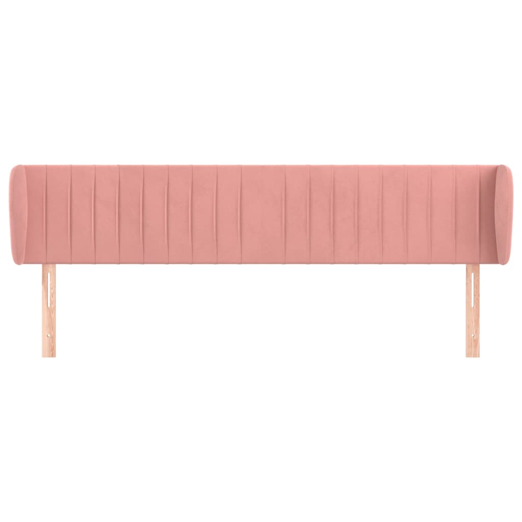 sengegavl med kanter 203x23x78/88 cm fløjl lyserød