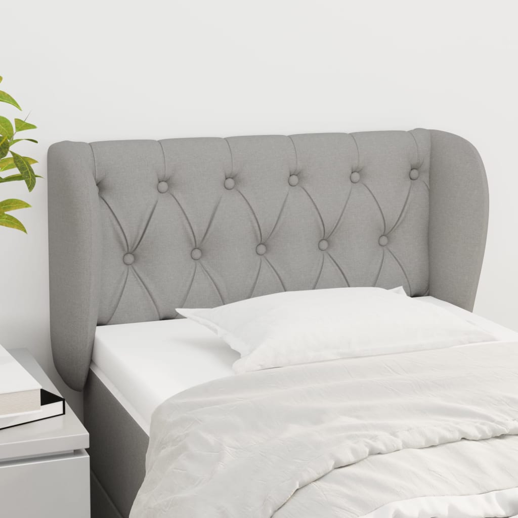 sengegavl med kanter 83x23x78/88 cm stof lysegrå