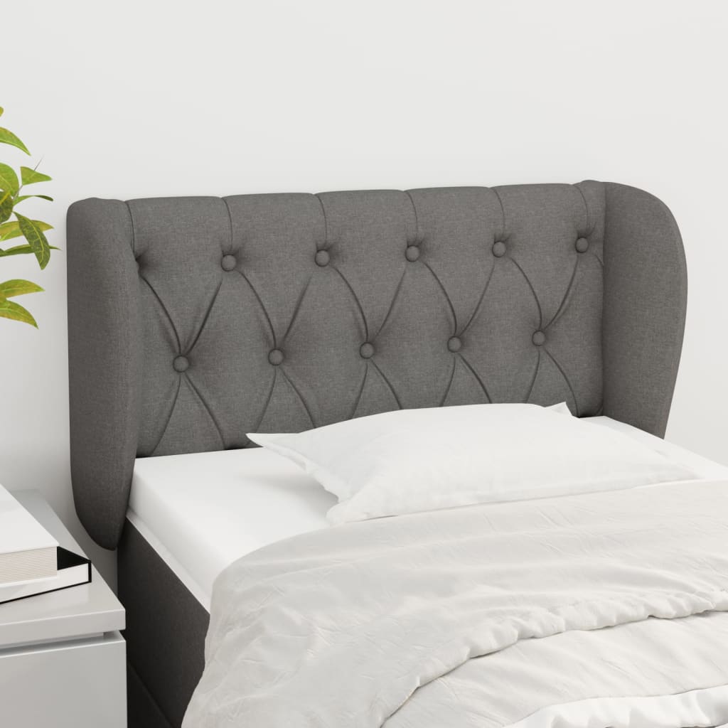 sengegavl med kanter 83x23x78/88 cm stof mørkegrå