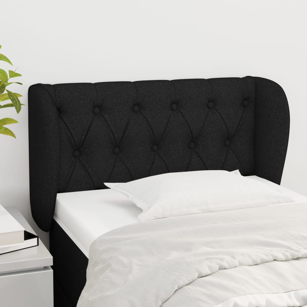sengegavl med kanter 83x23x78/88 cm stof sort