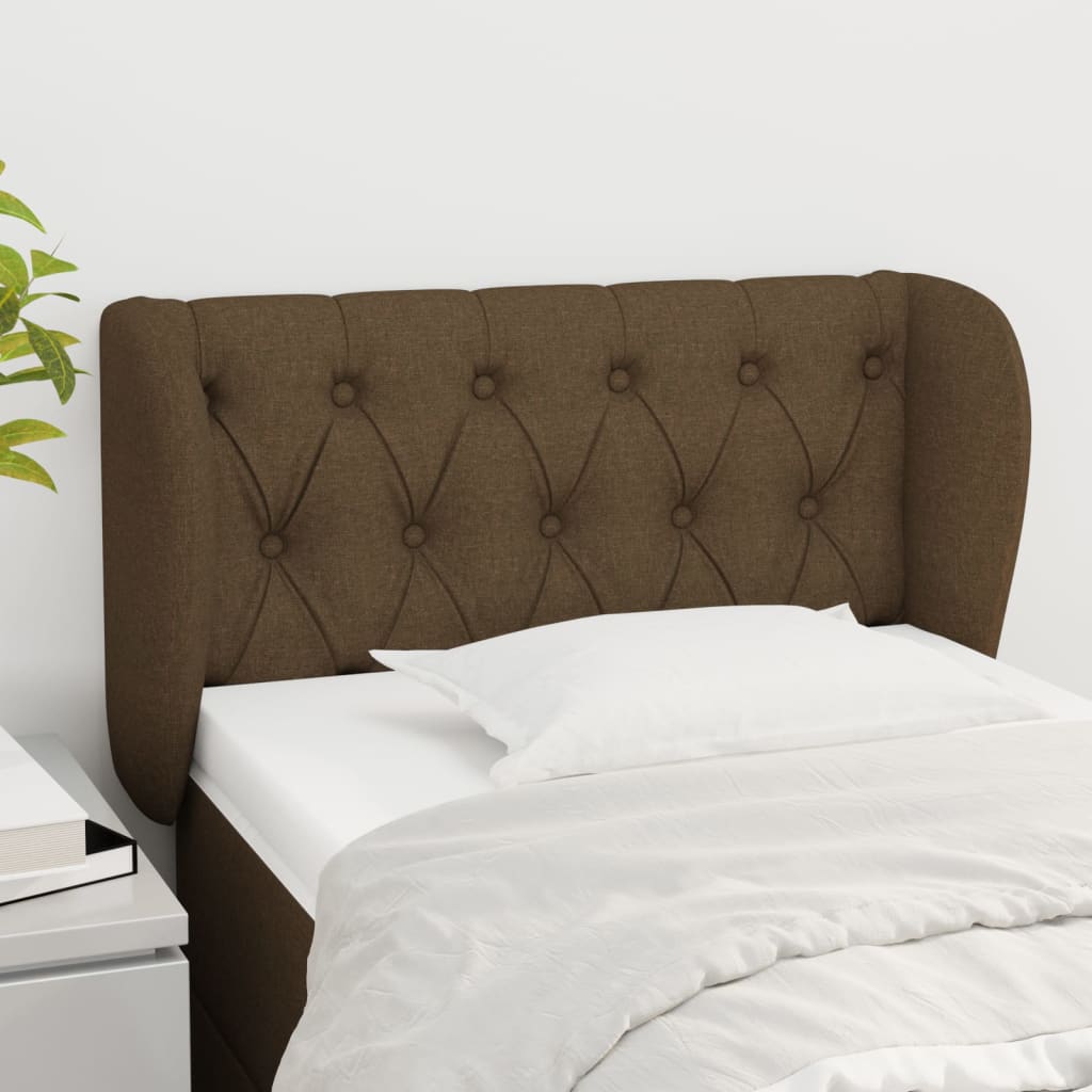 sengegavl med kanter 83x23x78/88 cm stof mørkebrun