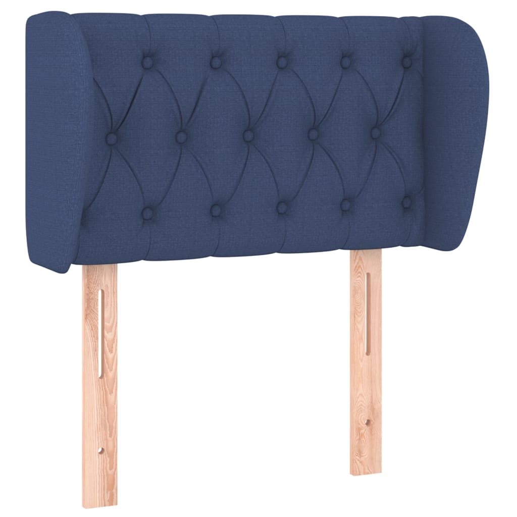 sengegavl med kanter 83x23x78/88 cm stof blå