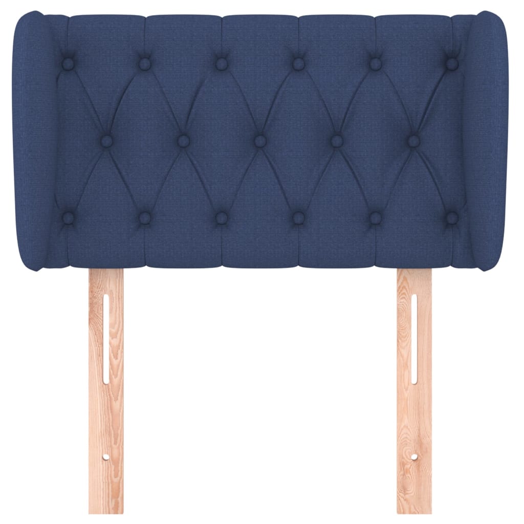sengegavl med kanter 83x23x78/88 cm stof blå