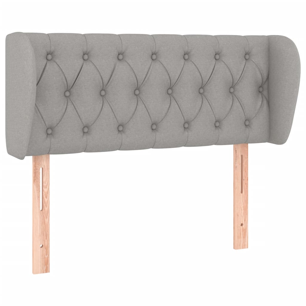 sengegavl med kanter 93x16x78/128 cm stof lysegrå