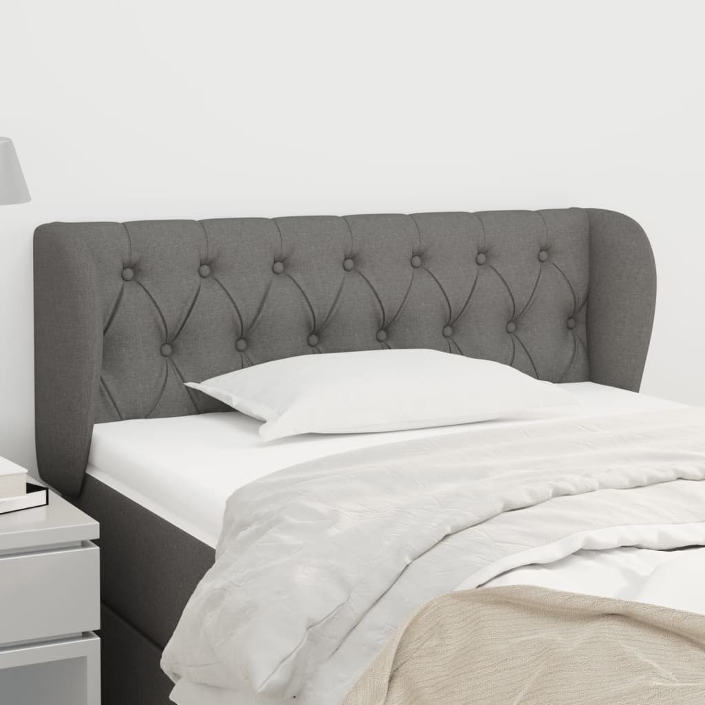 sengegavl med kanter 93x23x78/88 cm stof mørkegrå