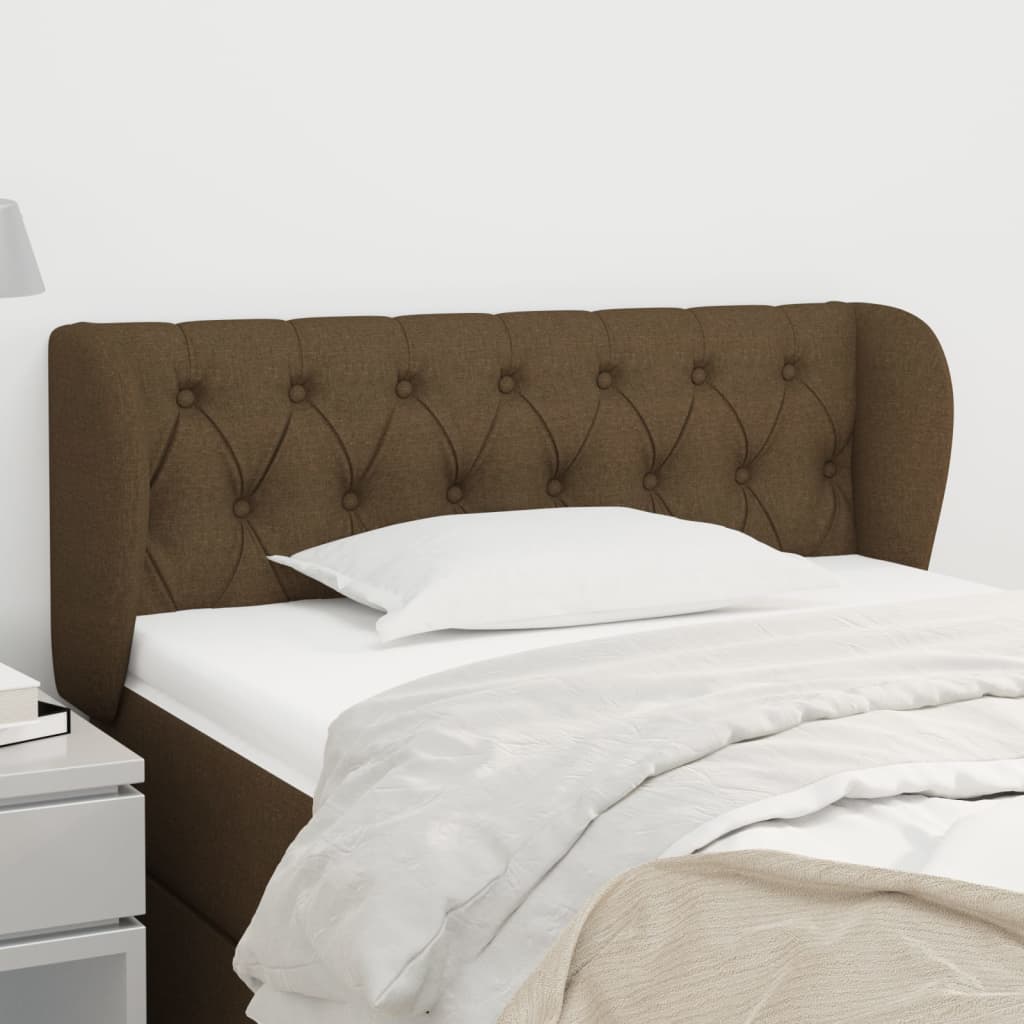 sengegavl med kanter 93x23x78/88 cm stof mørkebrun