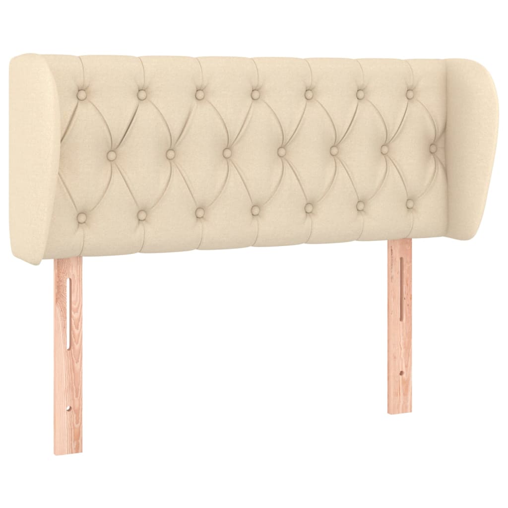 sengegavl med kanter 93x23x78/88 cm stof cremefarvet
