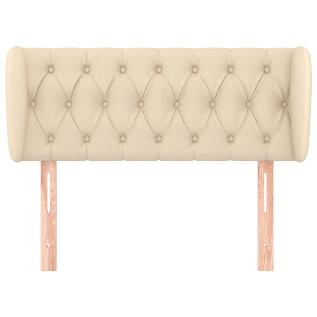 sengegavl med kanter 93x23x78/88 cm stof cremefarvet