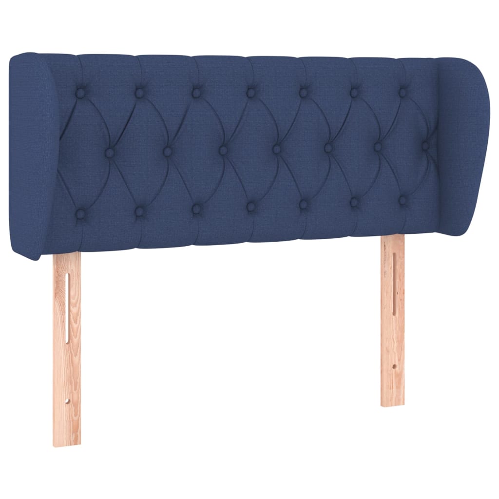 sengegavl med kanter 93x23x78/88 cm stof blå