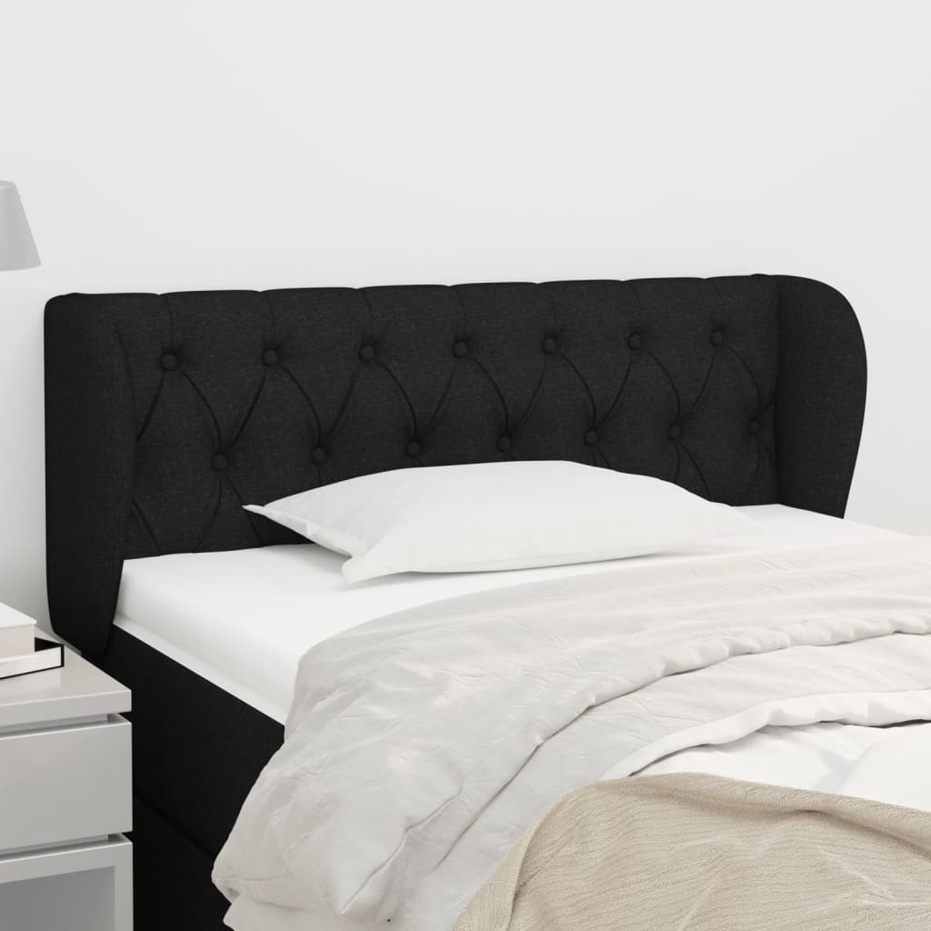 sengegavl med kanter 103x23x78/88 cm stof sort