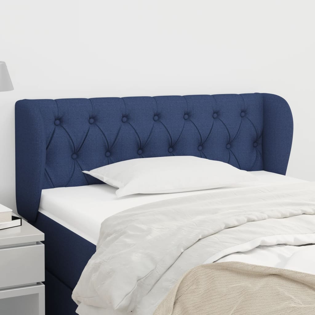 sengegavl med kanter 103x23x78/88 cm stof blå