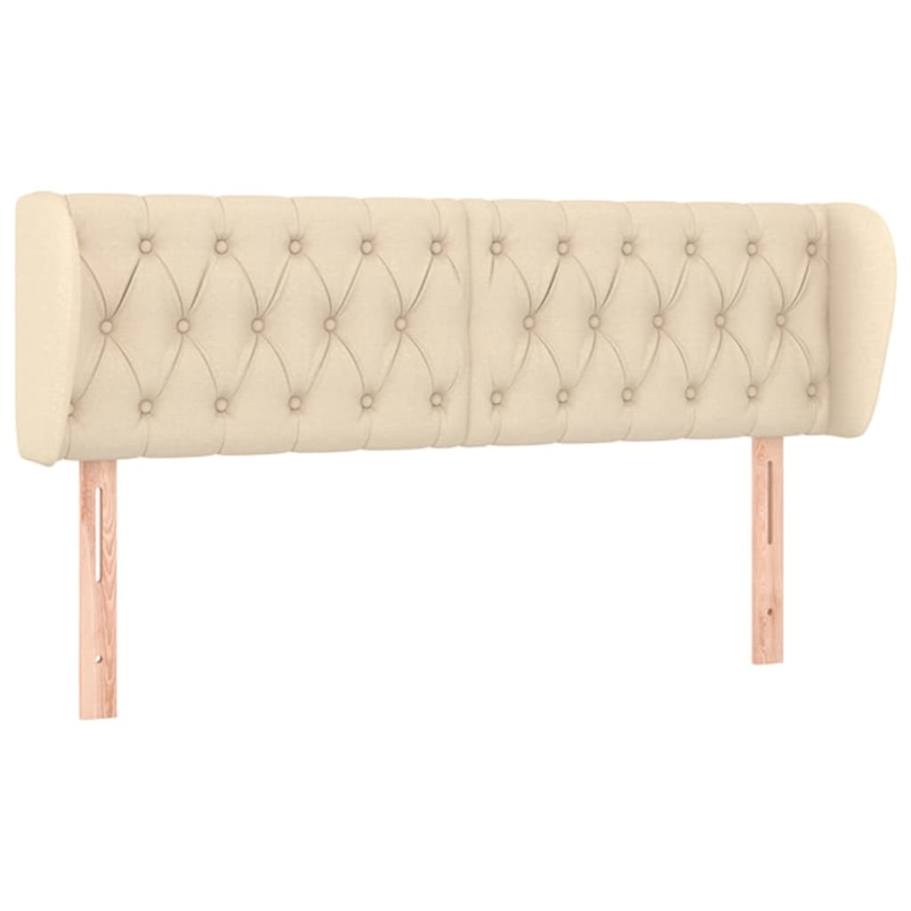 sengegavl med kanter 147x23x78/88 cm stof cremefarvet