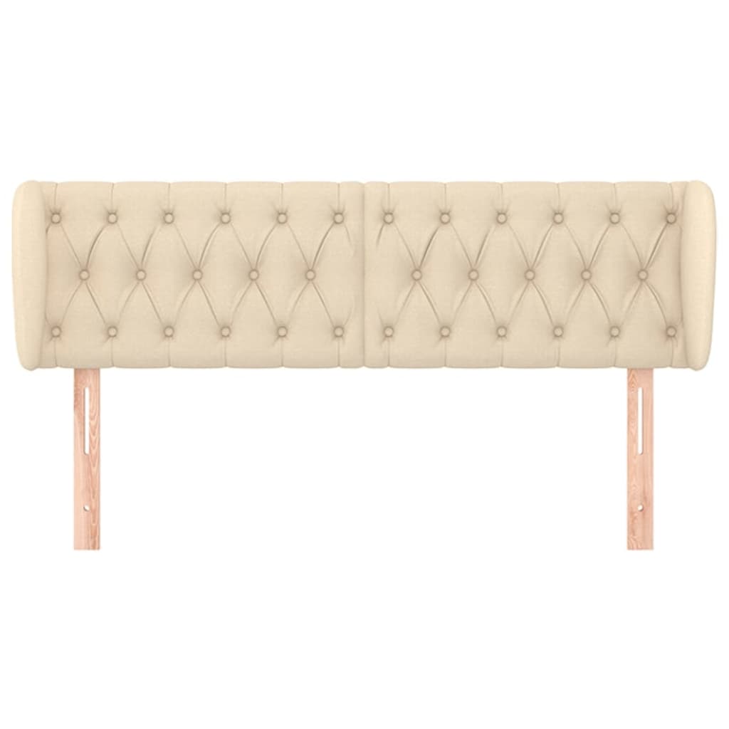 sengegavl med kanter 147x23x78/88 cm stof cremefarvet