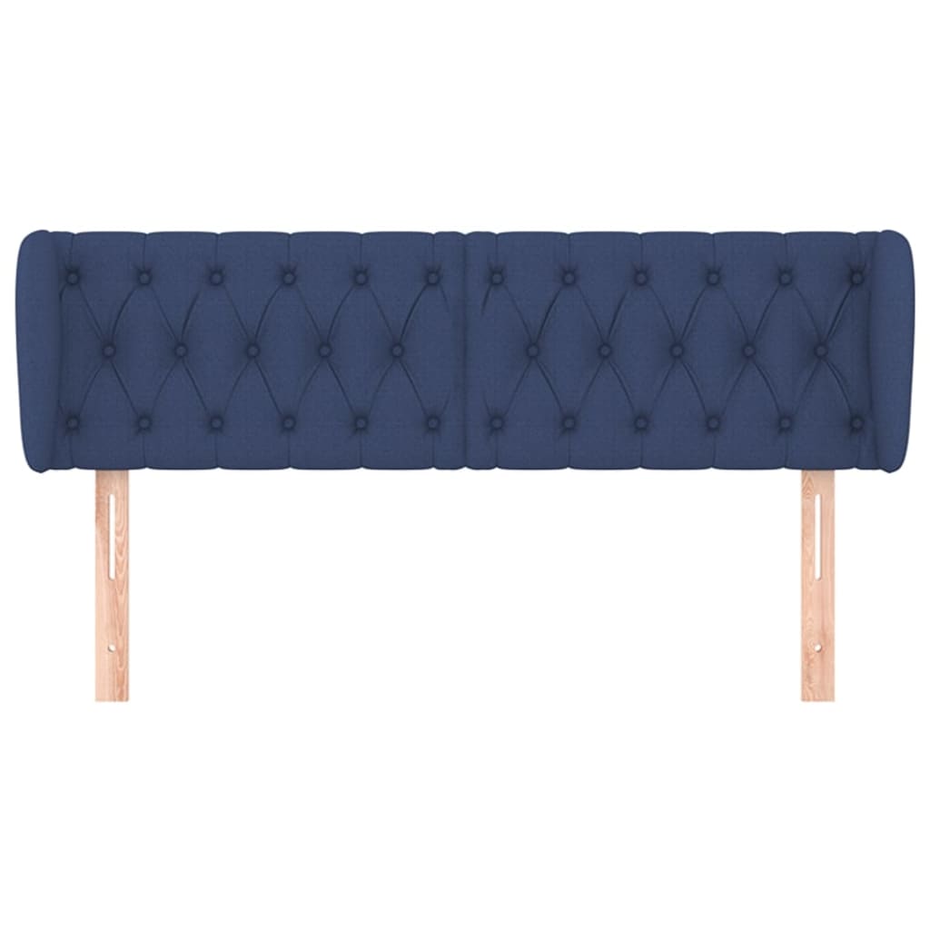 sengegavl med kanter 147x23x78/88 cm stof blå