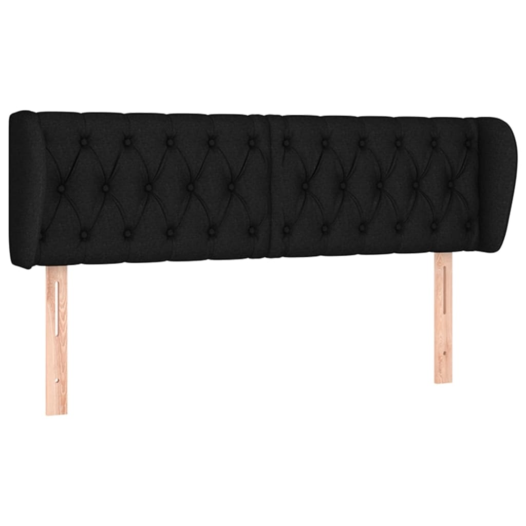 sengegavl med kanter 163x23x78/88 cm stof sort