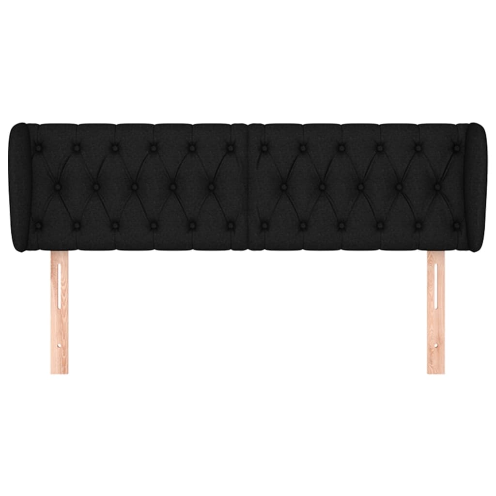 sengegavl med kanter 163x23x78/88 cm stof sort