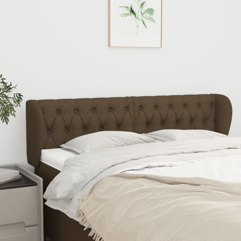 sengegavl med kanter 163x23x78/88 cm stof mørkebrun