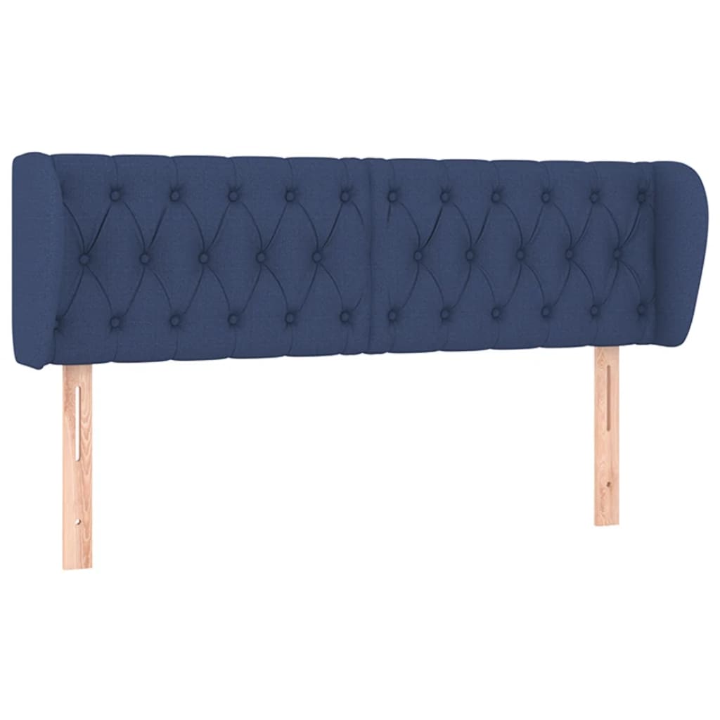 sengegavl med kanter 163x23x78/88 cm stof blå