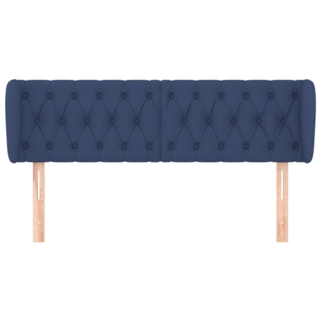 sengegavl med kanter 163x23x78/88 cm stof blå