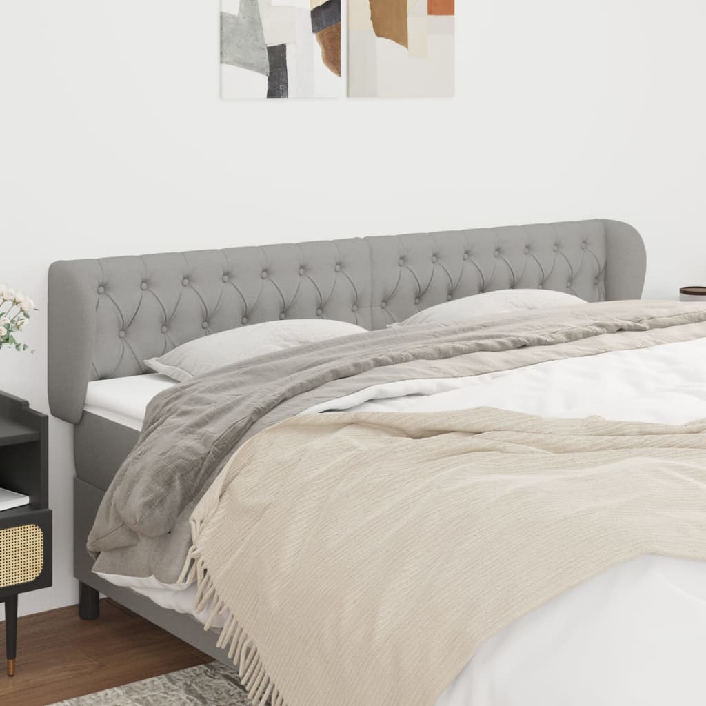 sengegavl med kanter 183x23x78/88cm stof lysegrå