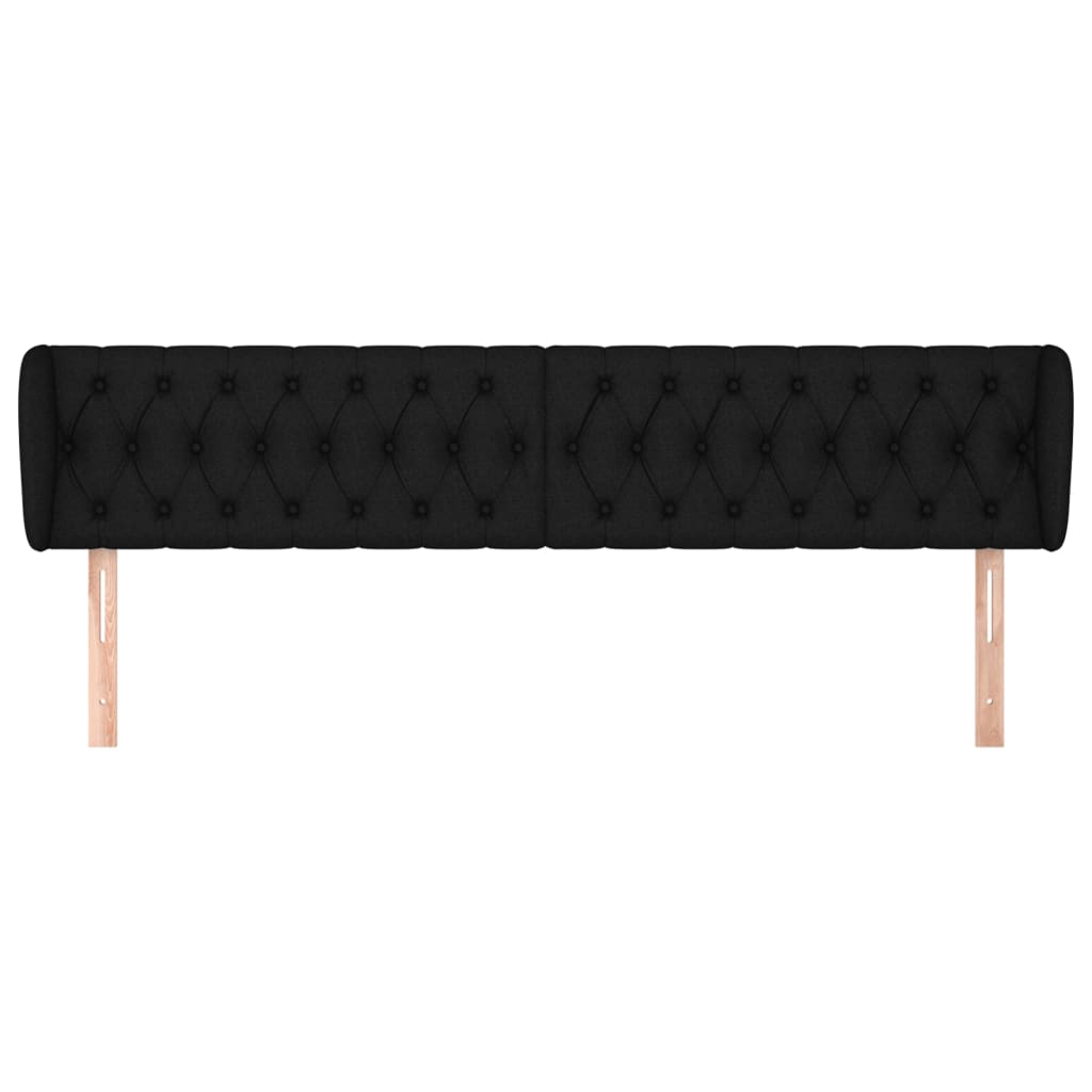 sengegavl med kanter 183x23x78/88 cm stof sort