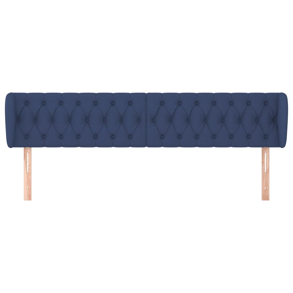 sengegavl med kanter 183x23x78/88 cm stof blå