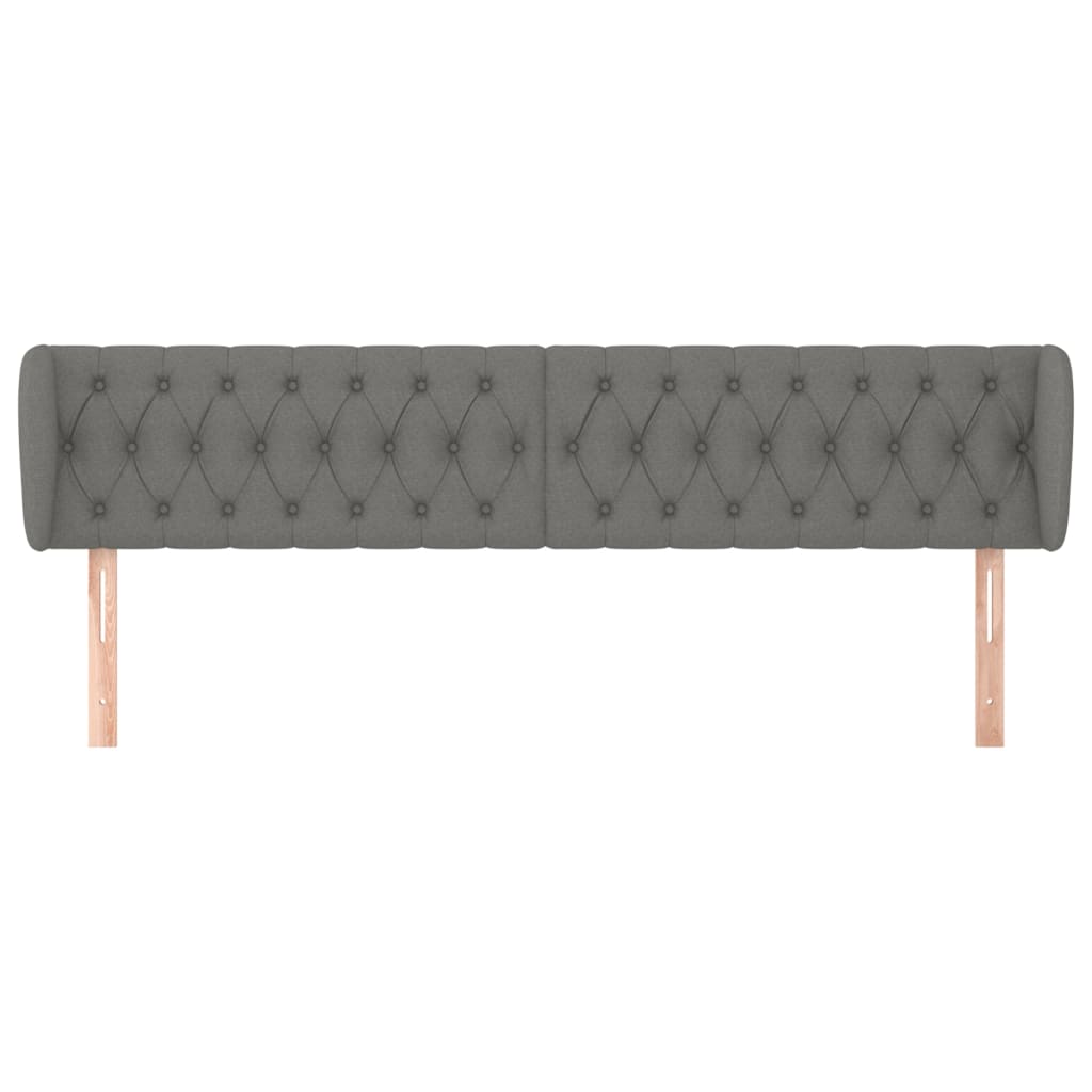 sengegavl med kanter 203x23x78/88 cm stof mørkegrå