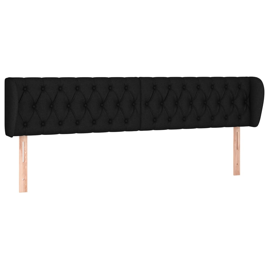 sengegavl med kanter 203x23x78/88 cm stof sort