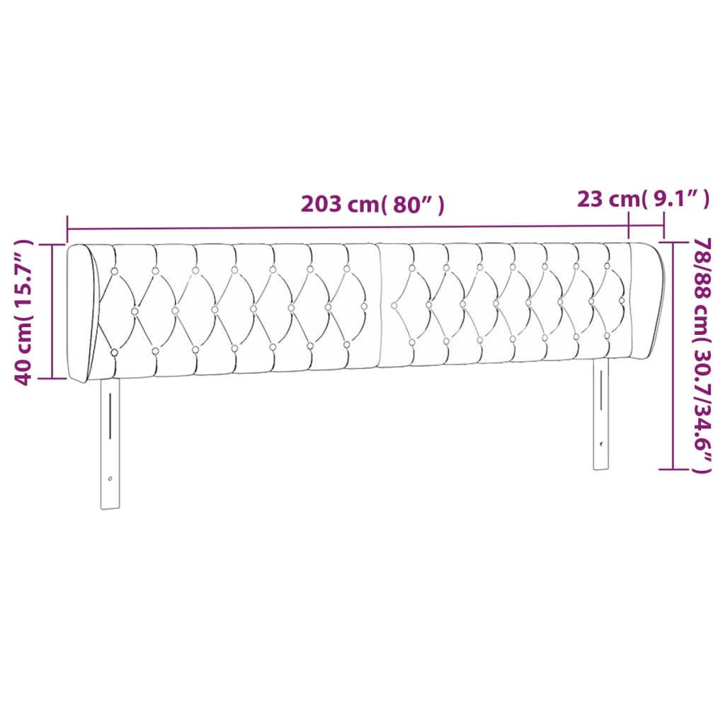 sengegavl med kanter 203x23x78/88 cm stof gråbrun