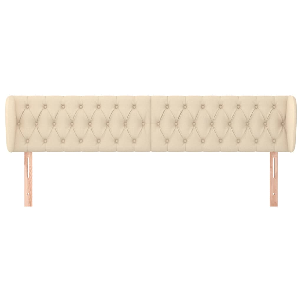 sengegavl med kanter 203x23x78/88 cm stof cremefarvet