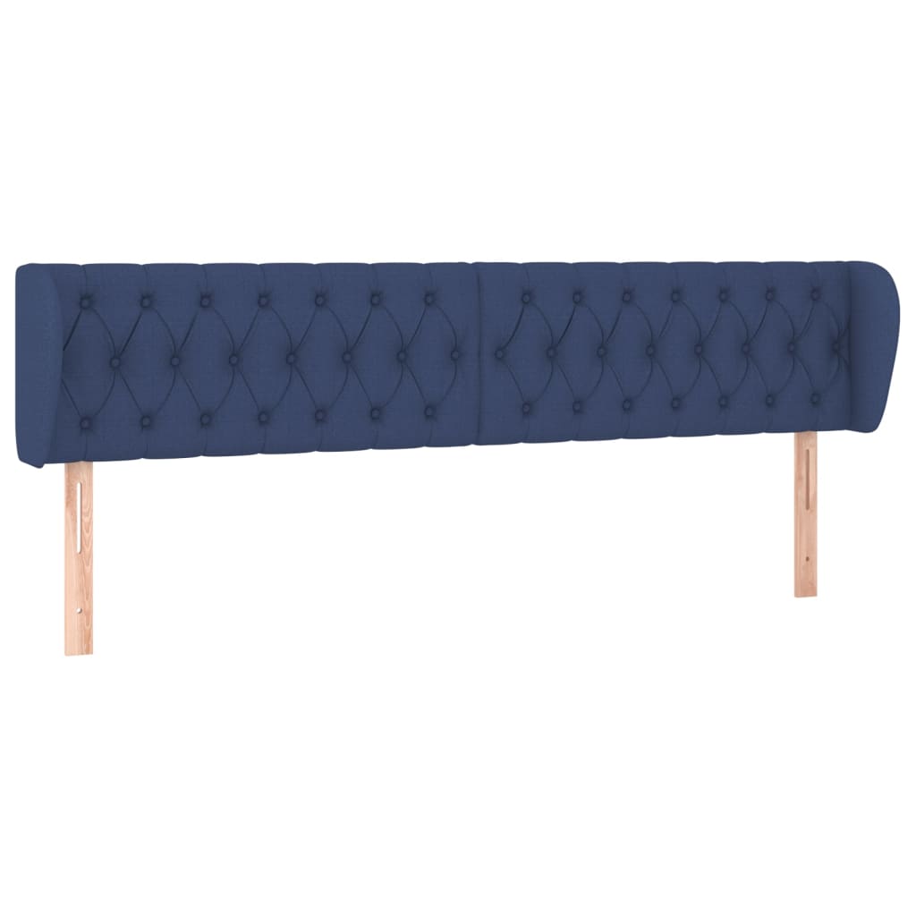sengegavl med kanter 203x23x78/88 cm stof blå