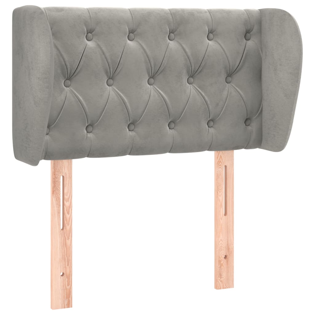 sengegavl med kanter 83x23x78/88 cm fløjl lysegrå