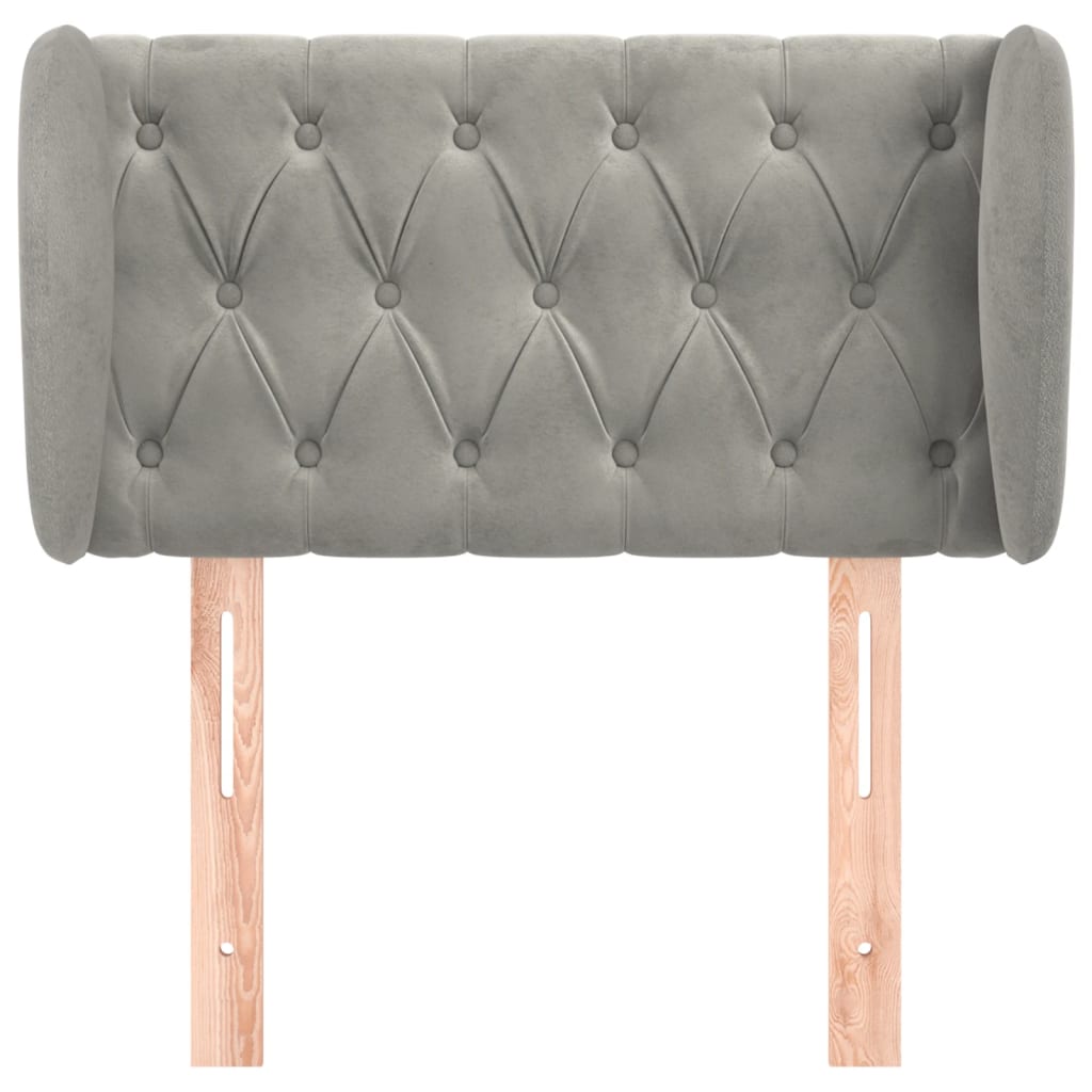 sengegavl med kanter 83x23x78/88 cm fløjl lysegrå
