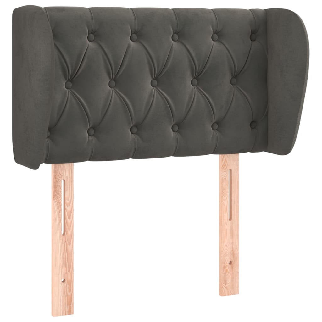 sengegavl med kanter 83x23x78/88 cm fløjl mørkegrå