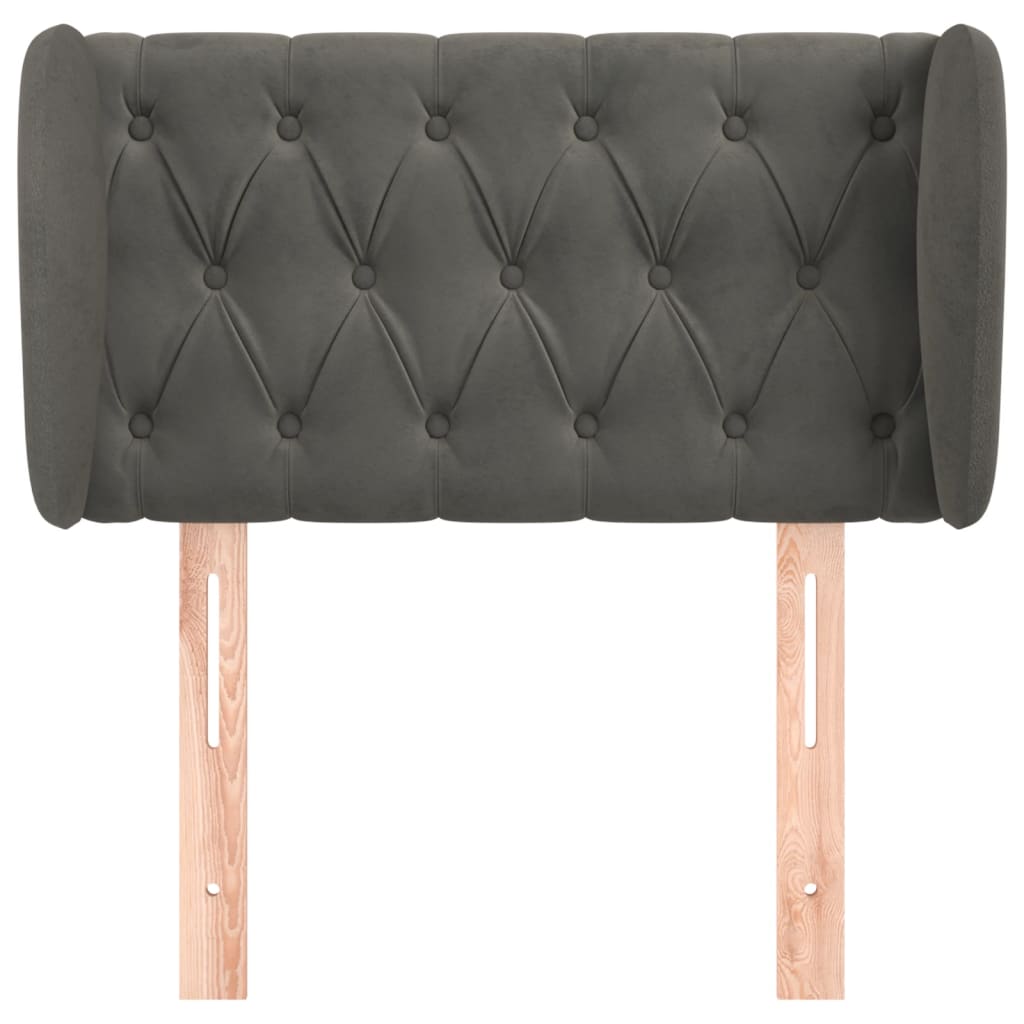 sengegavl med kanter 83x23x78/88 cm fløjl mørkegrå