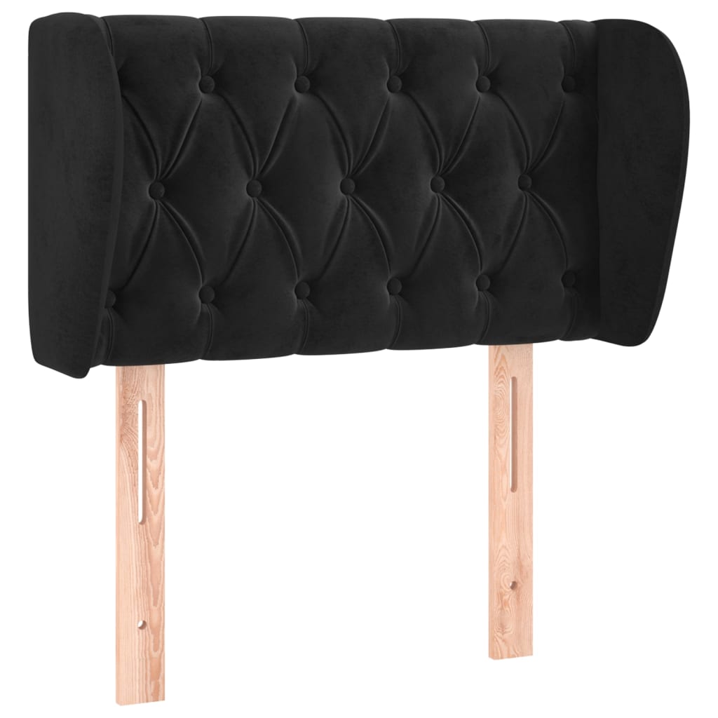 sengegavl med kanter 83x23x78/88 cm fløjl sort