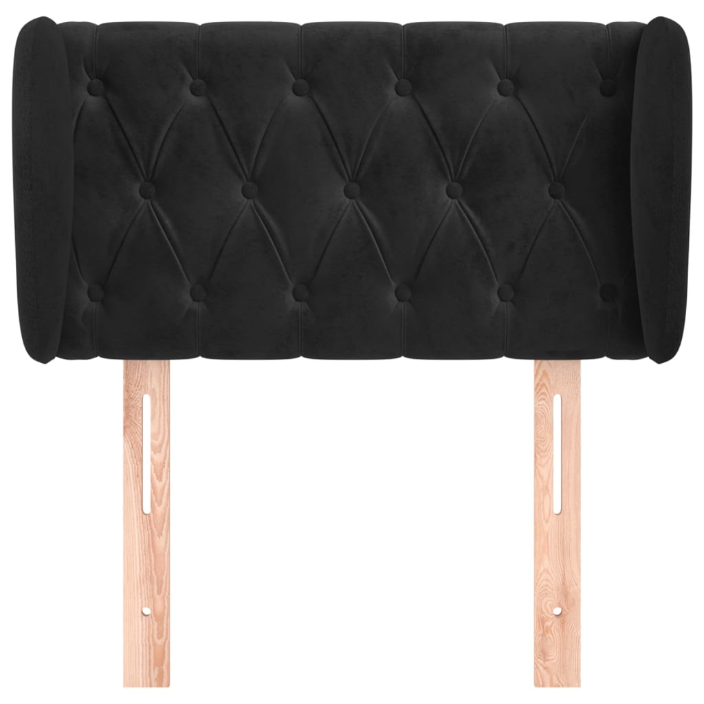 sengegavl med kanter 83x23x78/88 cm fløjl sort