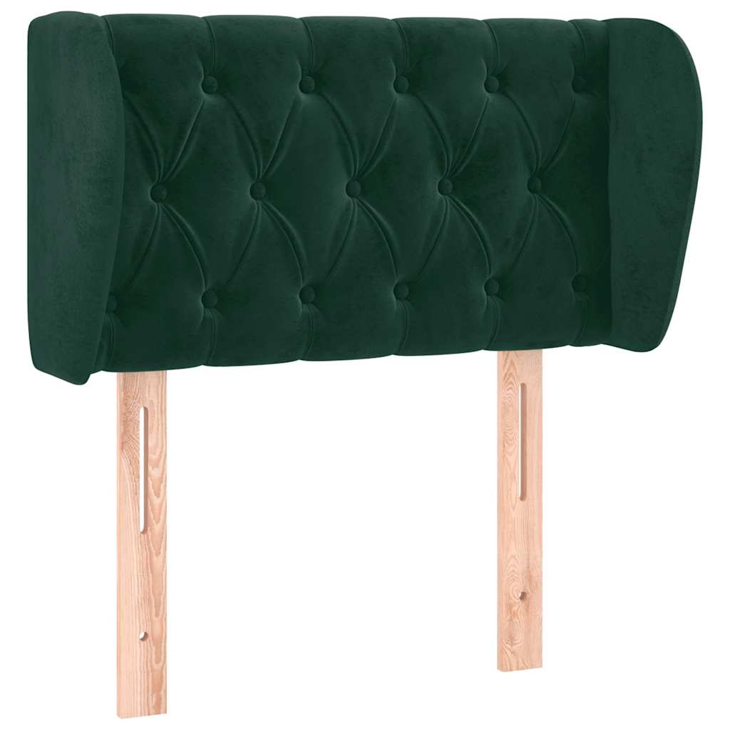 sengegavl med kanter 83x23x78/88 cm fløjl mørkegrøn