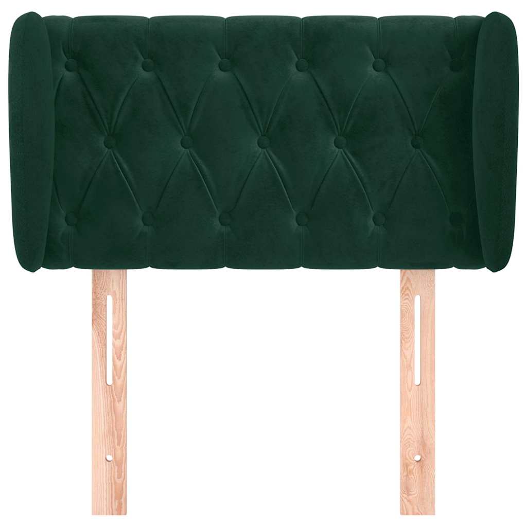 sengegavl med kanter 83x23x78/88 cm fløjl mørkegrøn