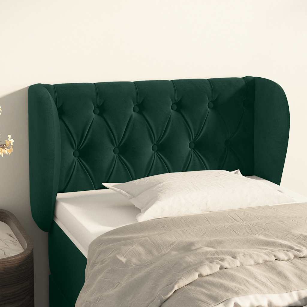 sengegavl med kanter 83x23x78/88 cm fløjl mørkegrøn