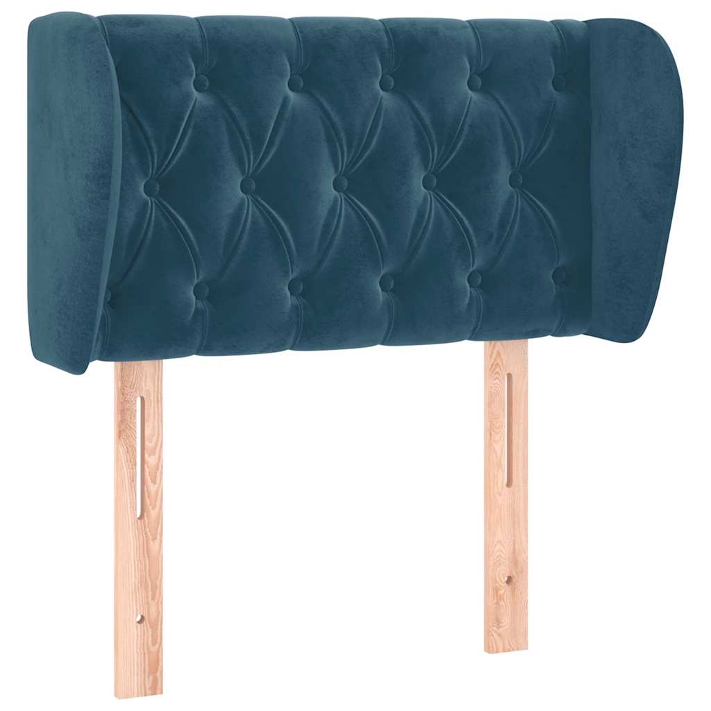 sengegavl med kanter 83x23x78/88 cm fløjl mørkeblå