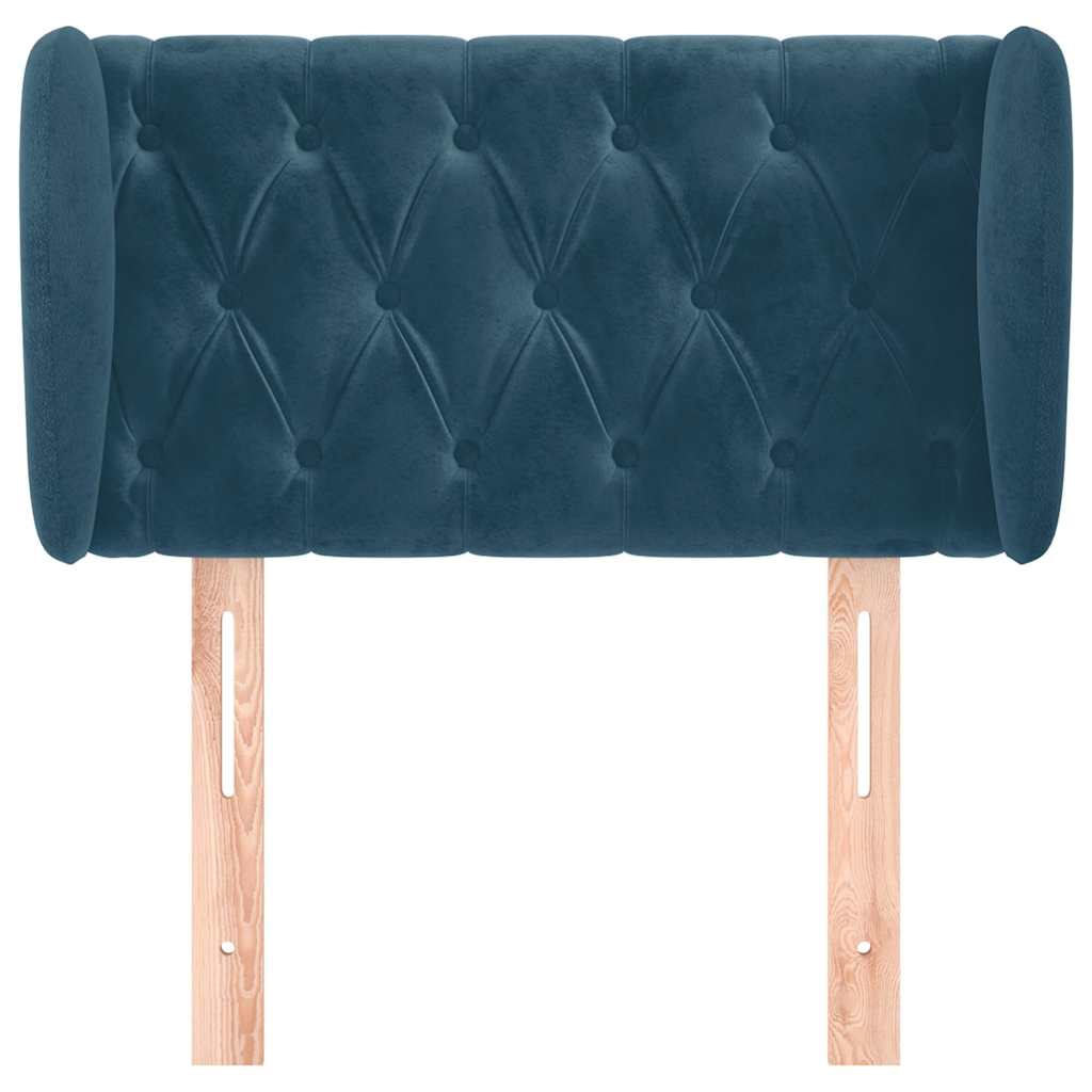 sengegavl med kanter 83x23x78/88 cm fløjl mørkeblå