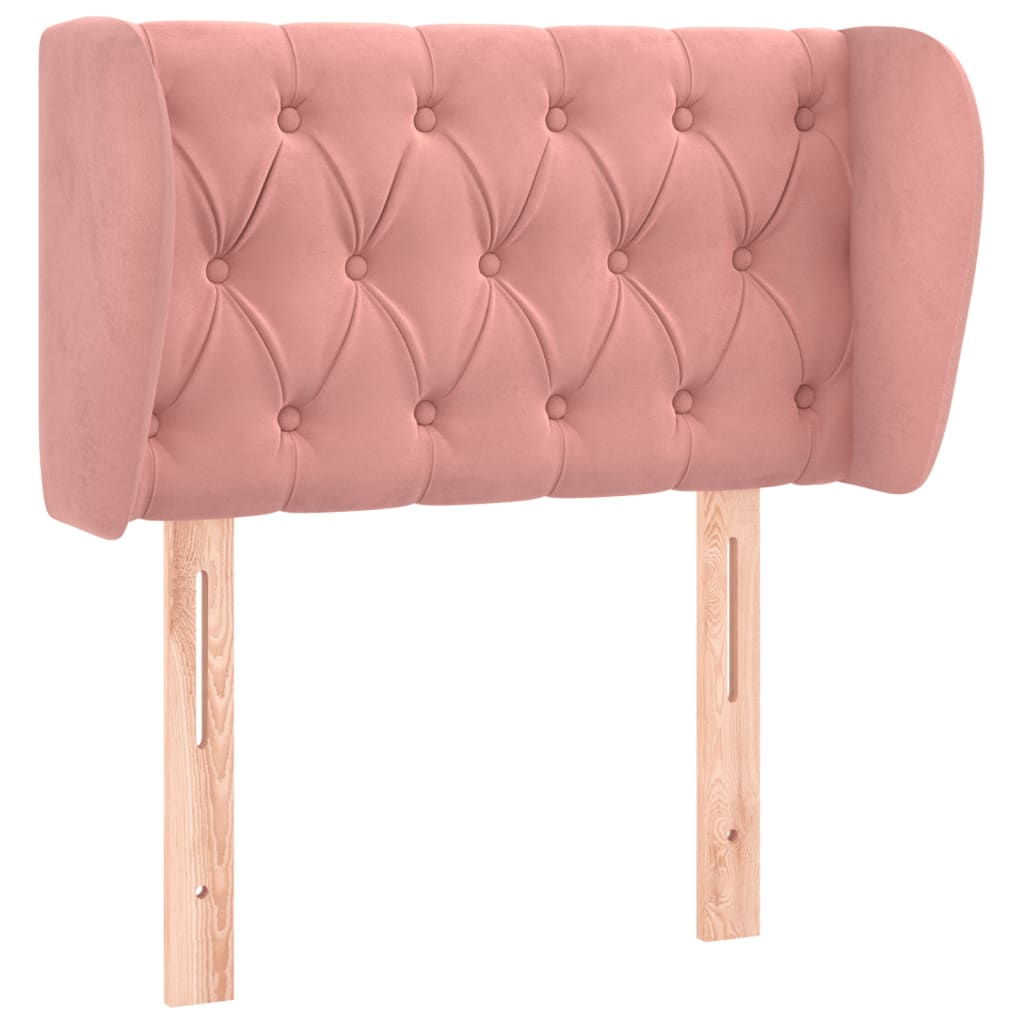 sengegavl med kanter 83x23x78/88 cm fløjl lyserød